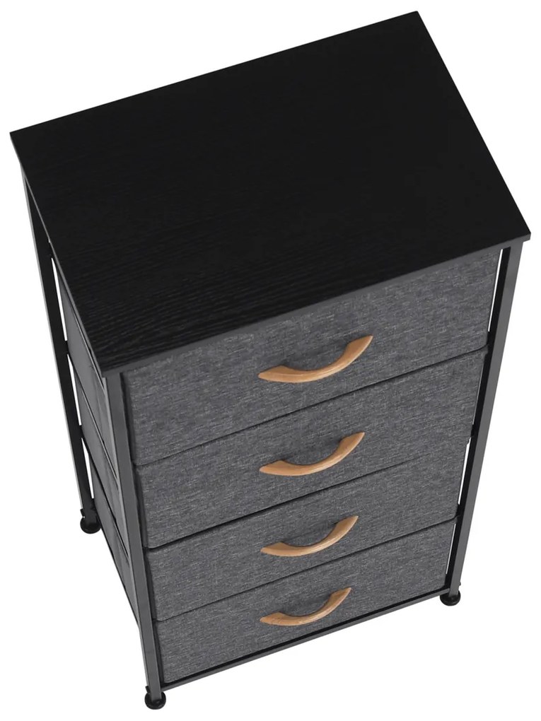 Komoda PALMERA s látkovými zásuvkami, čierna