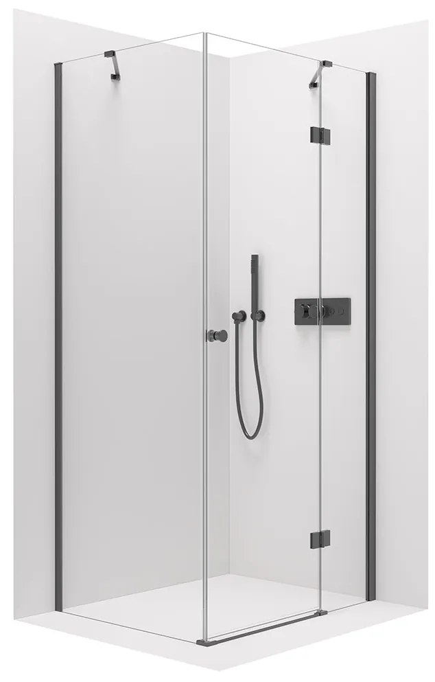 Cerano Marino, sprchovací kút 120(dvere) x 100(stena) x 190 cm, 6mm číre sklo, čierny profil, CER-CER-422907