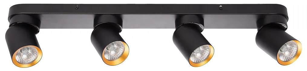 Bodové svietidlo Andy, 4x čierne/zlaté kovové tienidlo, b