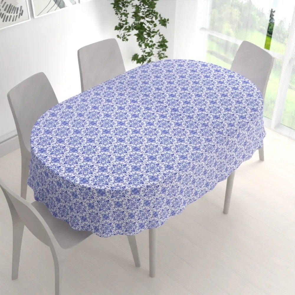Biante Teflónový oválny obrus TF-118 Modro-biely vzor Maroko 100x140 cm