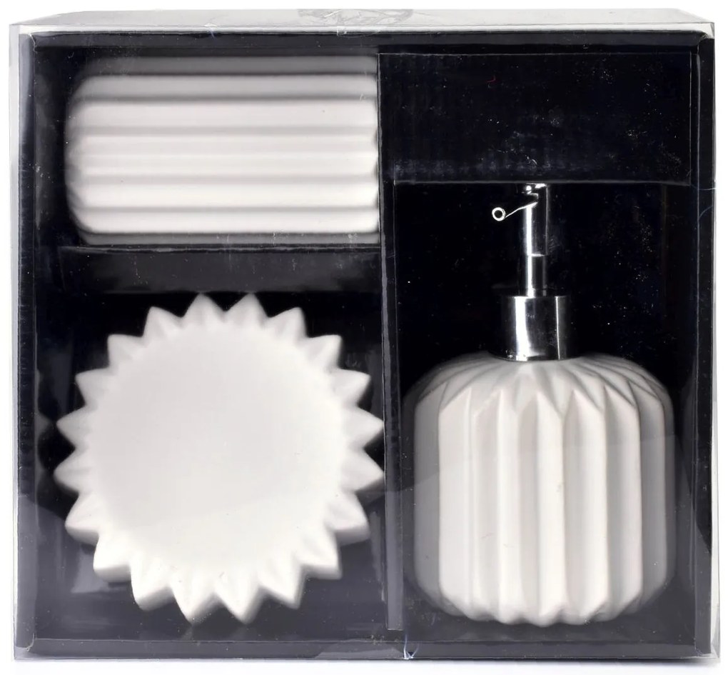 Sada kúpeľňových doplnkov Ferra, biela/s chrómovými prvkami