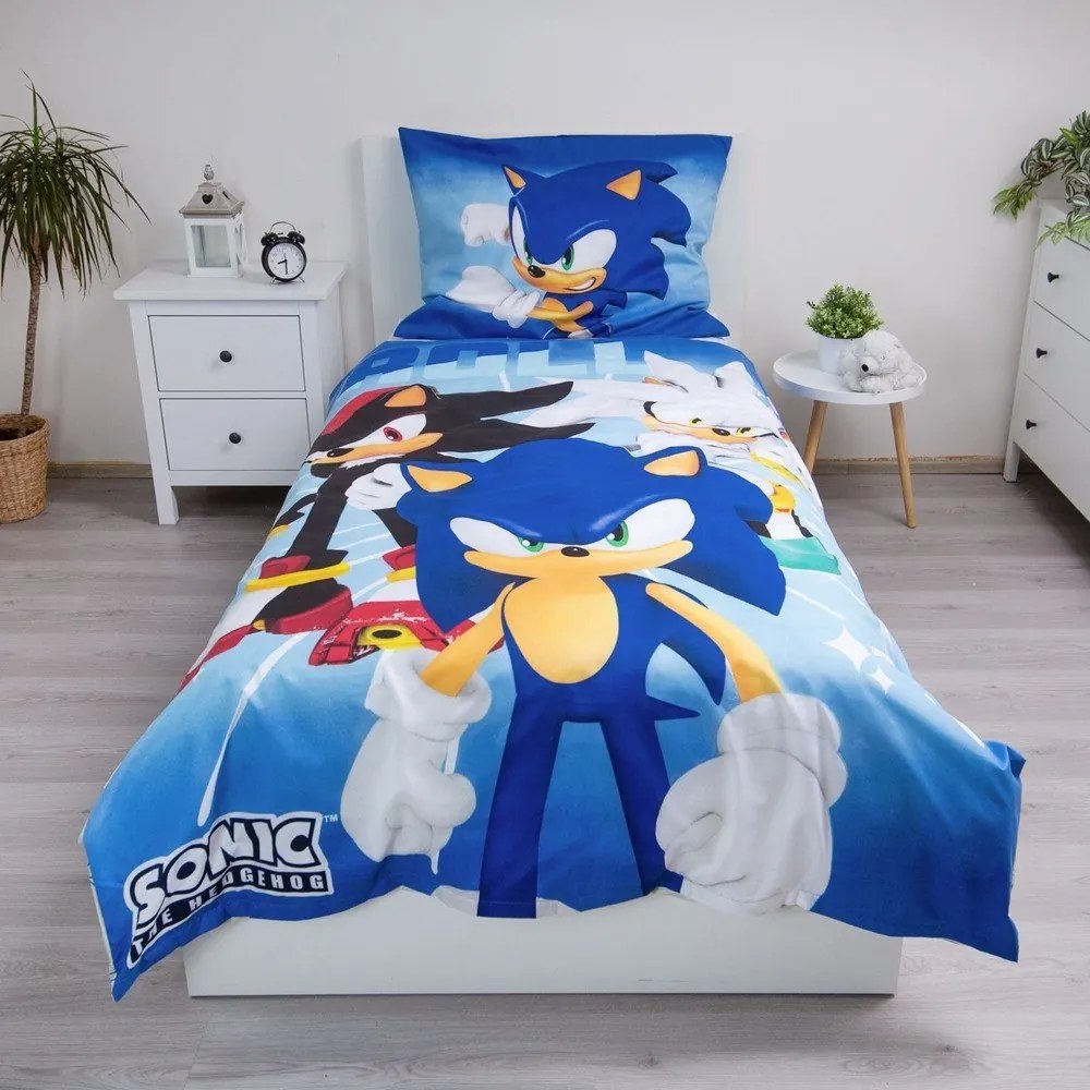 Modrá detská obliečka na jednolôžko z mikrovlákna 140x200 cm Sonic – Jerry Fabrics