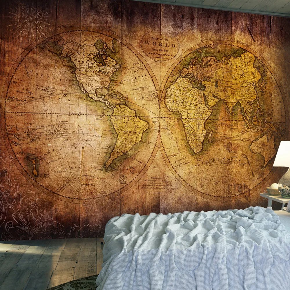 Artgeist Fototapeta - World on old map Veľkosť: 100x70, Verzia: Premium