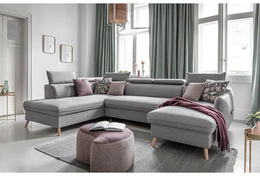 Svetlosivá rozkladacia rohová pohovka (ľavý roh) Sweet Harmony – Miuform