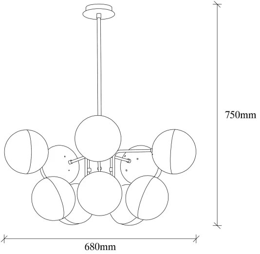 Luster na tyči KARSOR 10xE27/40W/230V