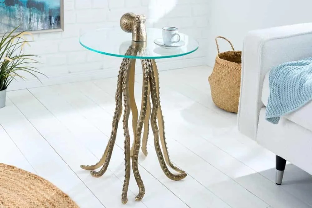 Okrúhly príručný stolík WILDLIFE OCTOPUS 70 cm, mosadzný, zlatý