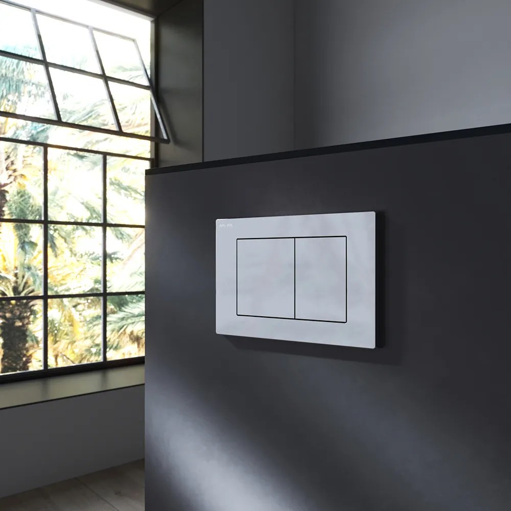 Toaletný set s inštaláciou AM.PM IIS90251.PA1900 bezokrajové, so sedadlom microlift, chróm mechanické tlačidlo na splachovanie