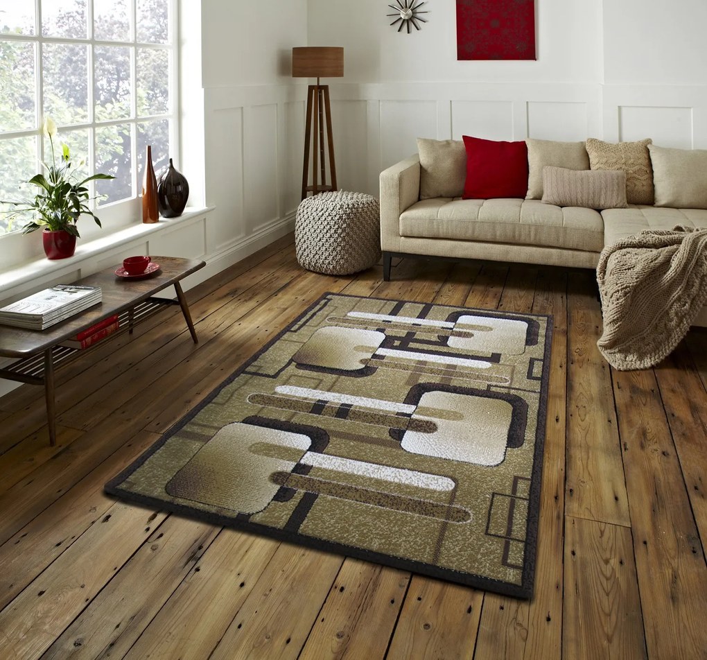 DY Hnedý koberec s geometrickým vzorom Alfa 16 Rozmer: 150x210 cm