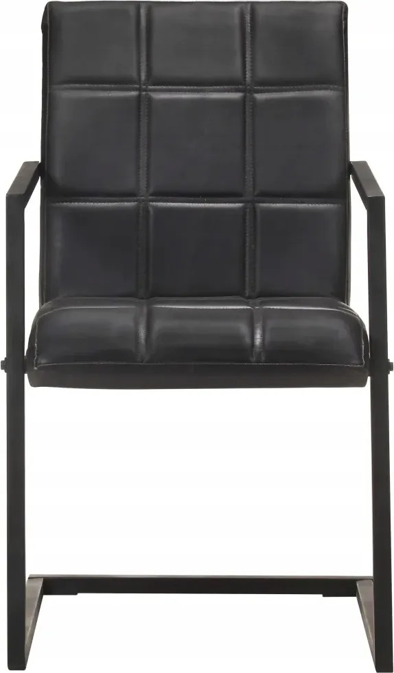 vidaXL Stolové stoličky, konzolové, 4 ks, čierne, prírodná koža