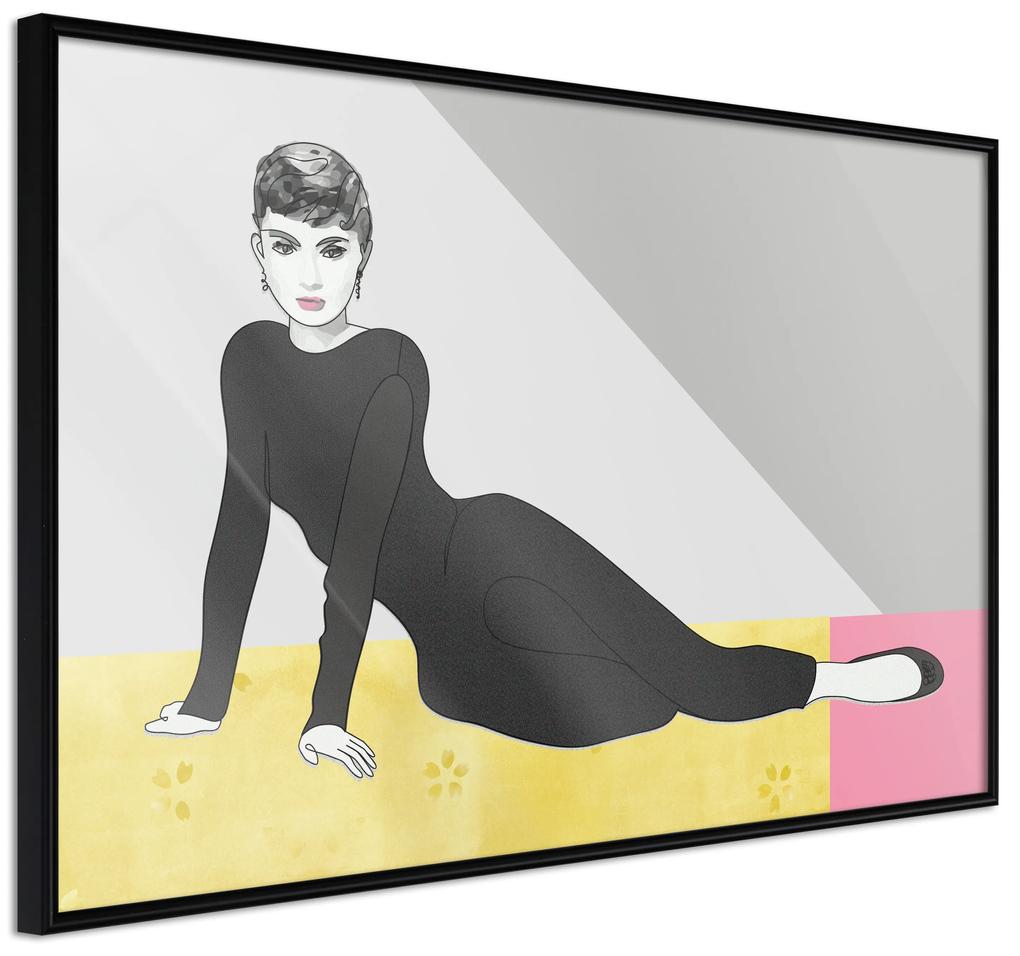 Artgeist Plagát - Beautiful Audrey [Poster] Veľkosť: 30x20, Verzia: Čierny rám s passe-partout