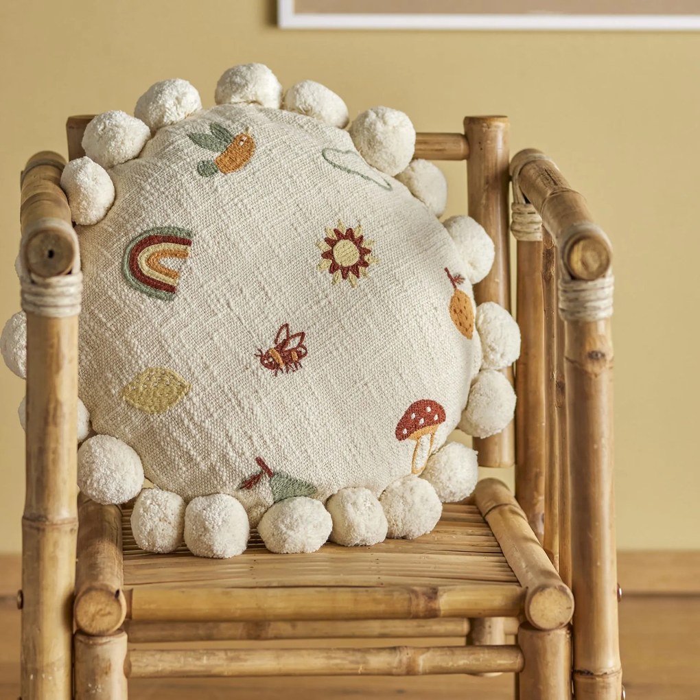 Bloomingville Okrúhly vyšívaný vankúš Agnes Ø 40 cm