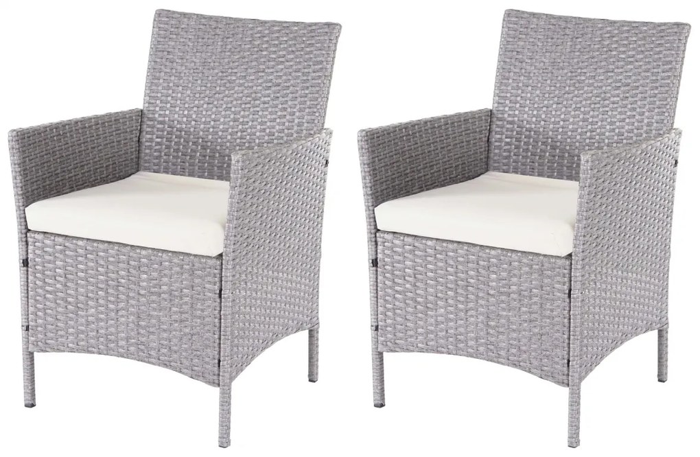 Set 2 záhradných stoličiek Halden, polyratan - sivá, vankúše krémové