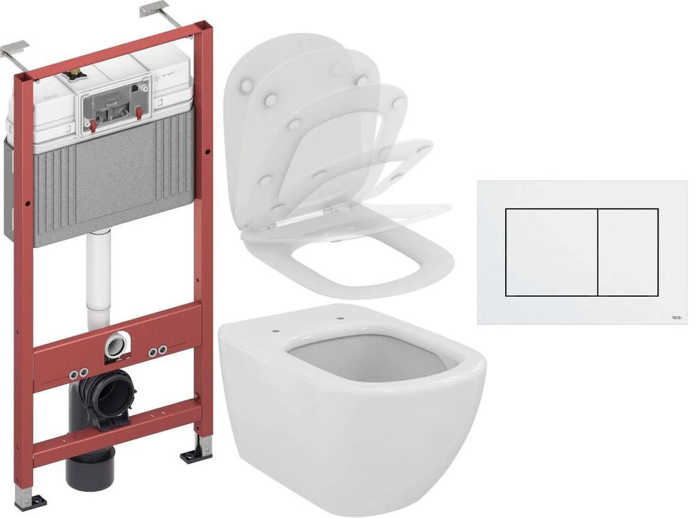 Set WC misa Ideal Standard Tesi T007901, podomietková konštrukcia Tece Base 9400407, T352701, 9.240.400