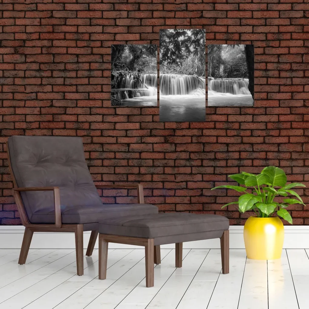 Obraz - Čiernobiely vodopád (90x60 cm)