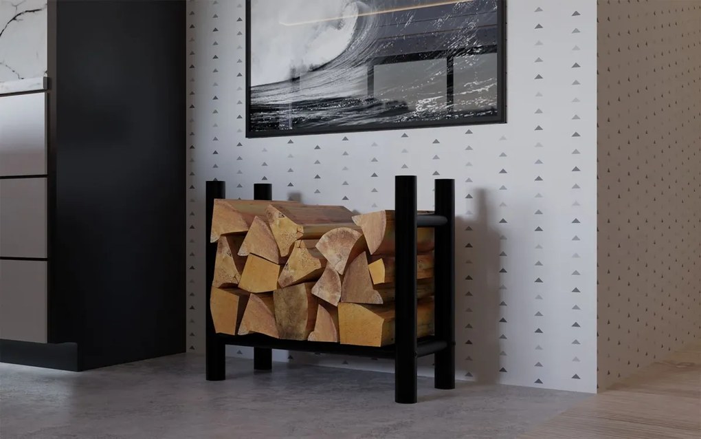Stojan na drevo Medya round - 30x60x60 cm, kov čierny