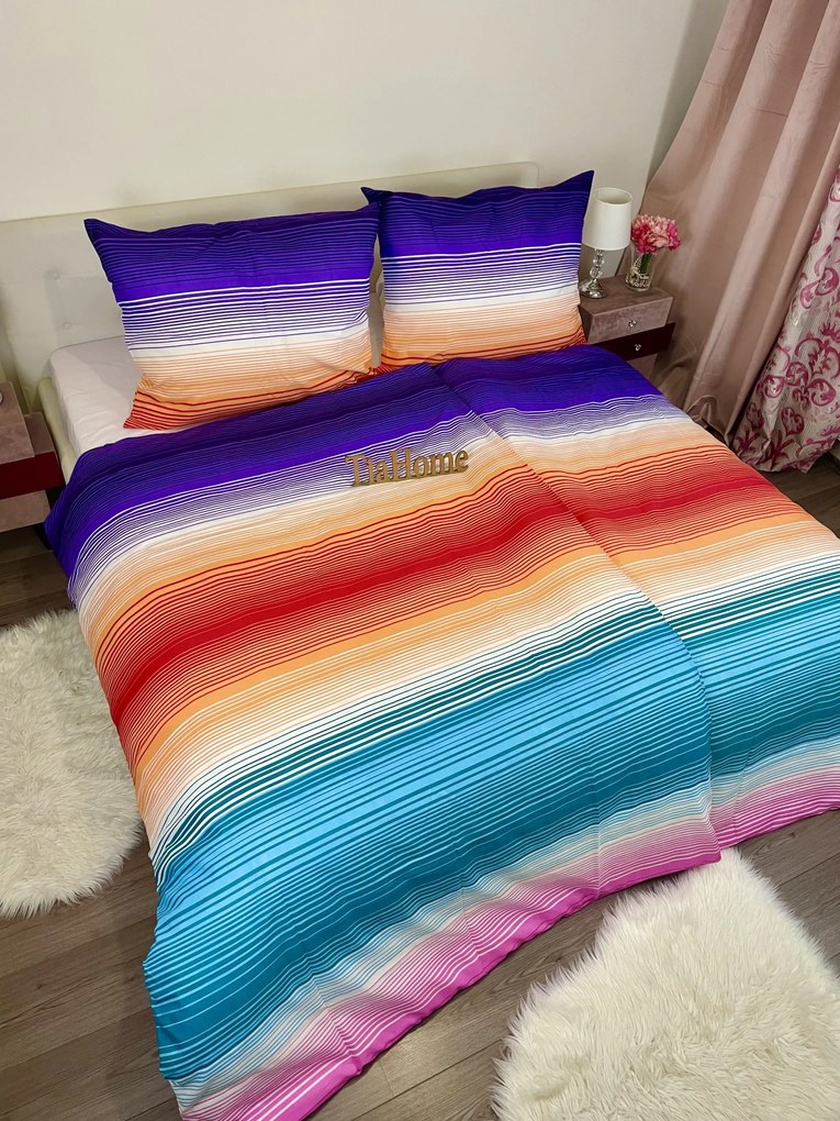 Obliečky bavlnené farebná Dúha TiaHome - 1x Vankúš 90x70cm, 1x Paplón 140x200cm