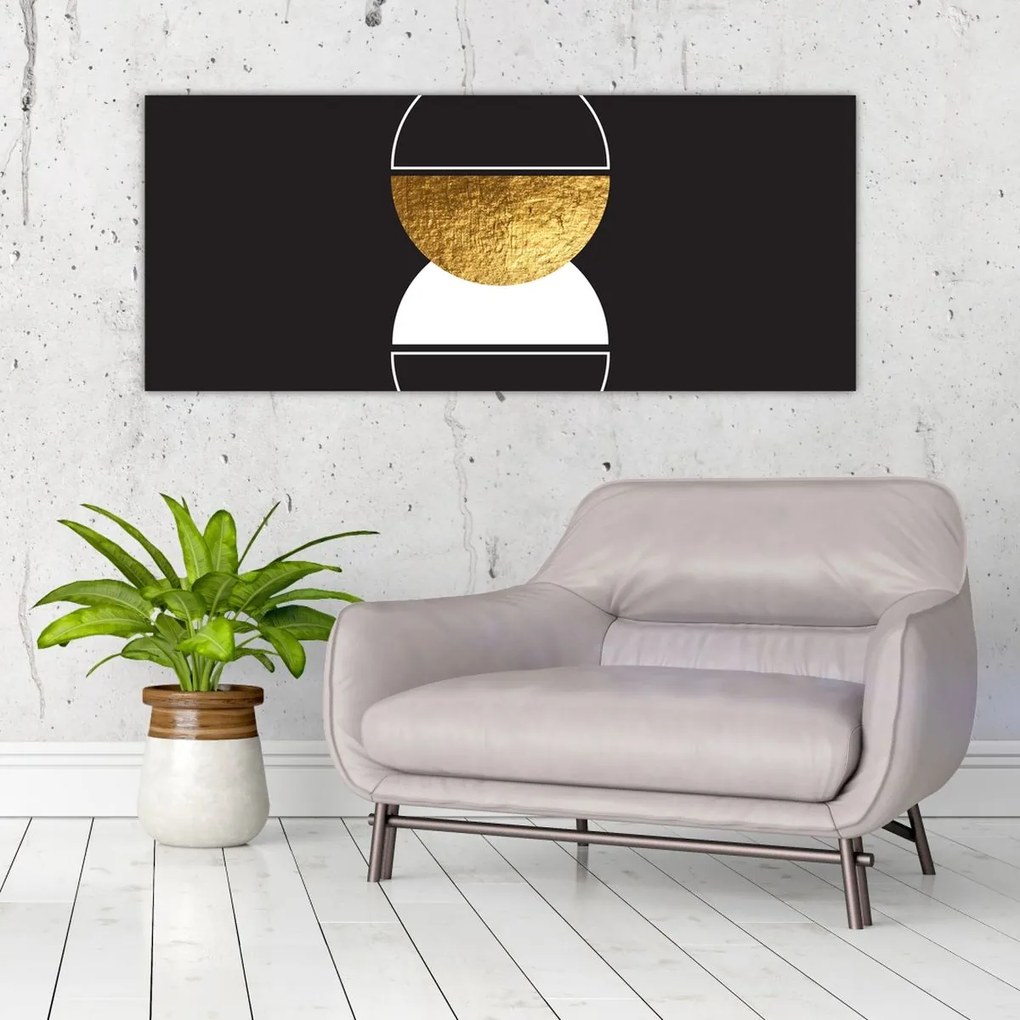 Obraz - Abstrakcia zlatá a čierna N⁰2 (120x50 cm)