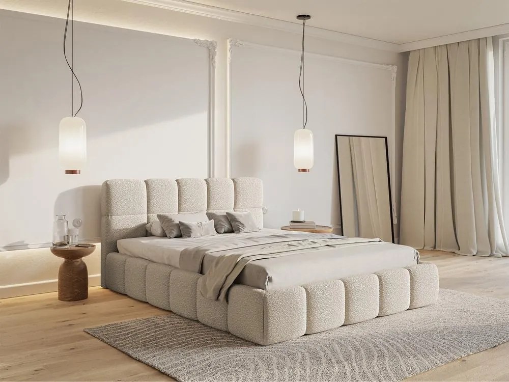 Manželská posteľ 140 cm Cirsten 140B (s roštom) (béžová svetlá). Vlastná spoľahlivá doprava až k Vám domov. 1099527