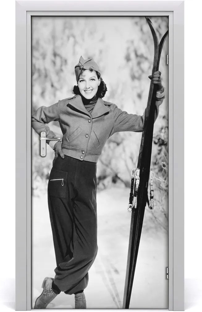 Fototapeta na dvere  žena lyže