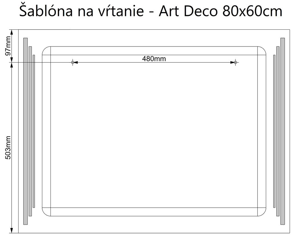 LED zrkadlo Art Deco Vertical 80x60cm teplá biela - diaľkový ovládač Farba diaľkového ovládača: Biela