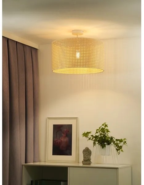 Duolla - Prisadený luster ROLLER RATTAN 1xE27/15W/230V pr. 45 cm béžová