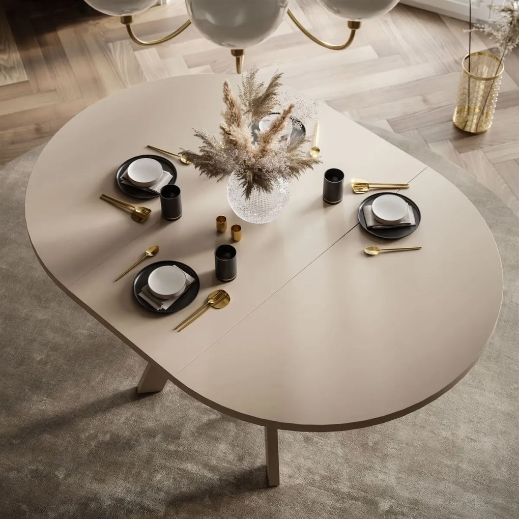 OKRÚHLY ROZKLADACÍ JEDÁLENSKÝ STÔL EWALD KAŠMÍR MATNÝ 100/140 cm