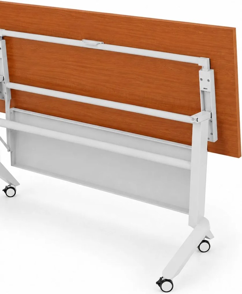 Mobilný stôl PRIMO MOVE, 180x60 cm, biela podnož, orech