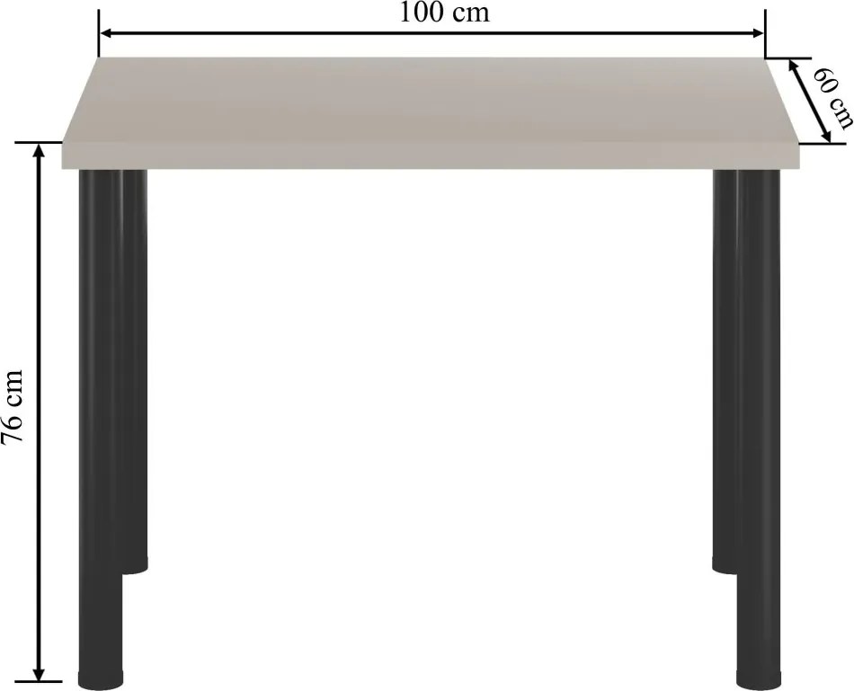 Vintino Jedálenský stôl LUXOR 100 × 60 cm – kašmír / čierne kovové nohy