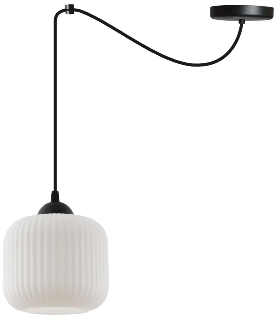 Závesné svietidlo Riffle Spider, 1x biele sklenené tienidlo, b