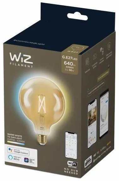 Philips WiZ Tunable white 8718699786816 LED žiarovka Filament Globe E27 6,7W/640lm G120 2000-5000K