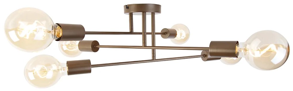 Priemyselné stropné svietidlo tmavo bronzové 6-žiarovkové - Sydney