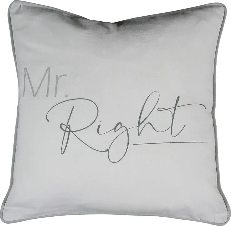 Šedý vankúš Mr.Right - 45 * 10 * 45cm