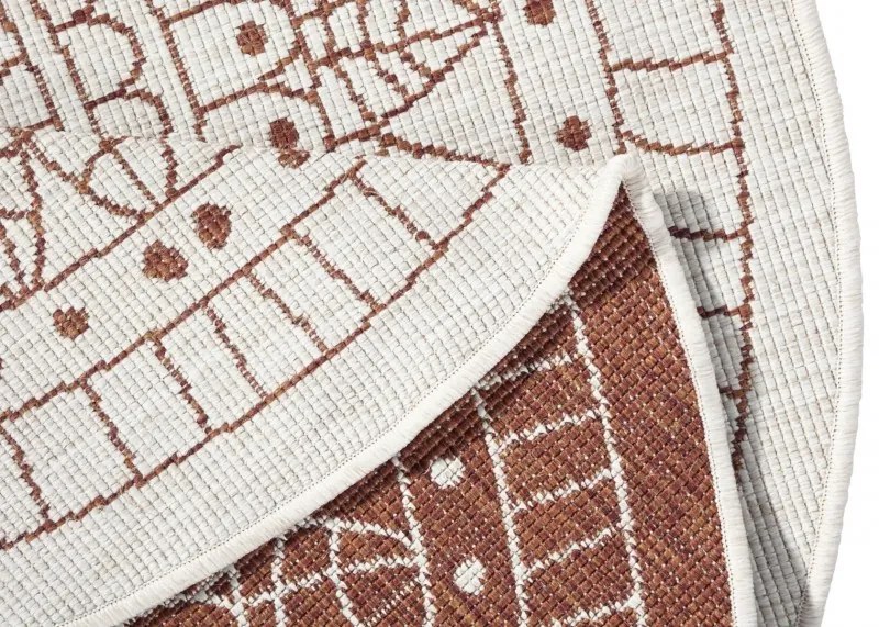 Hanse Home, Kusový koberec Twin-Wendeteppiche 103102 creme terra – na von aj na doma, 100x100 (priemer) kruh, oranžová, chodba / predsieň