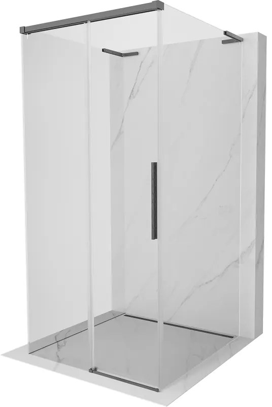 Mexen Rox-3SL, 3-stenný posuvný sprchový kút 110 x 110 cm, 8mm číre sklo, brúsený grafit profil, 8C2L-110-110-66-00-3S