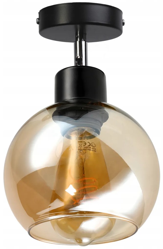 BERGE Sklenená LED nástenná lampa 1xE27 - jantárová farba