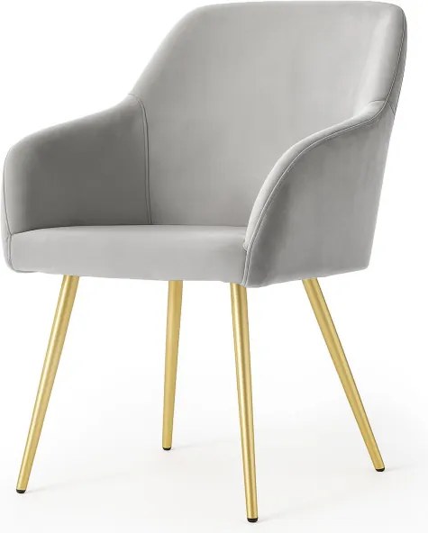 Sada šiestich jedálenských stoličiek ESTELLE zamatové, sivé / zlaté nohy (6 ks)
