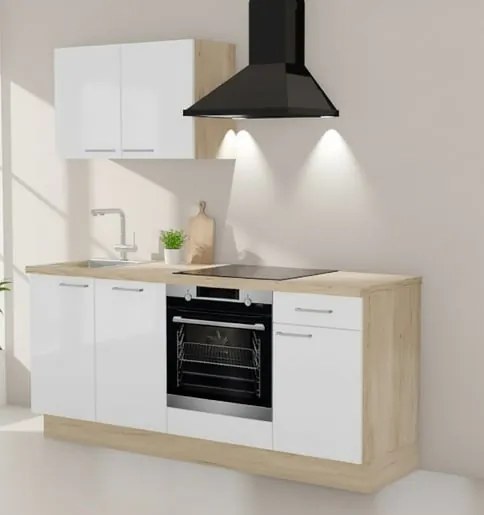 Kuchynská linka Naturel 195x60x91 cm biela mat ľavá