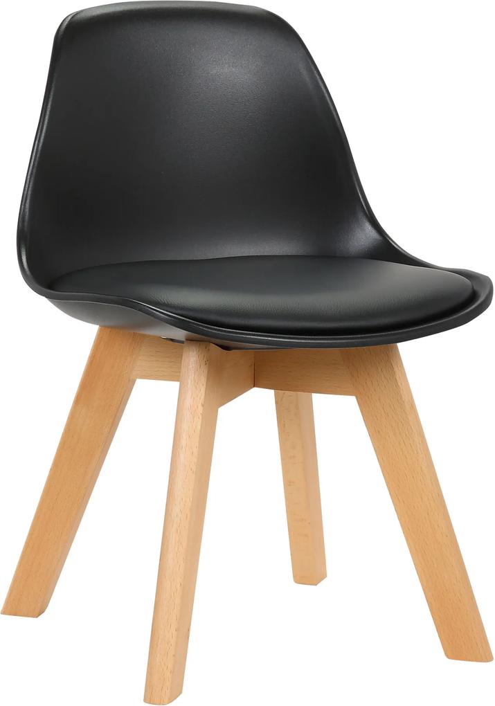 Detská stolička Lindi ~ plast, drevené nohy natura Farba Čierna | BIANO