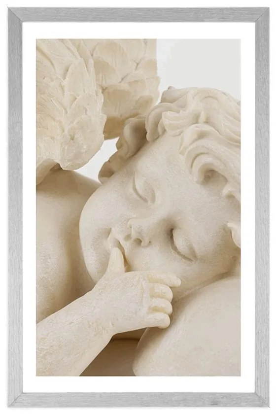 Plagát s paspartou spiaci anjelik - 40x60 white