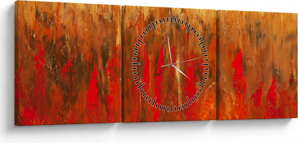 Obraz maľované abstrakcie (s hodinami) (90x30 cm)