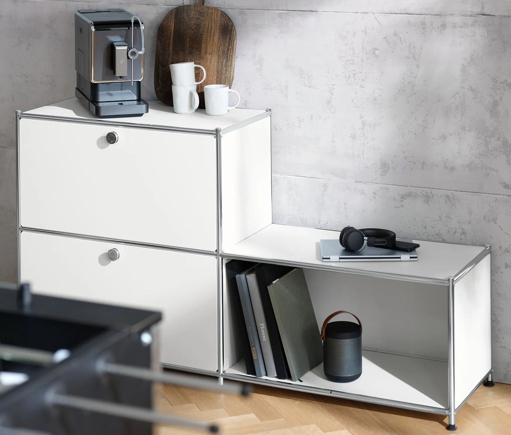 Kovový regál »CN3« s 3 priehradkami, biely