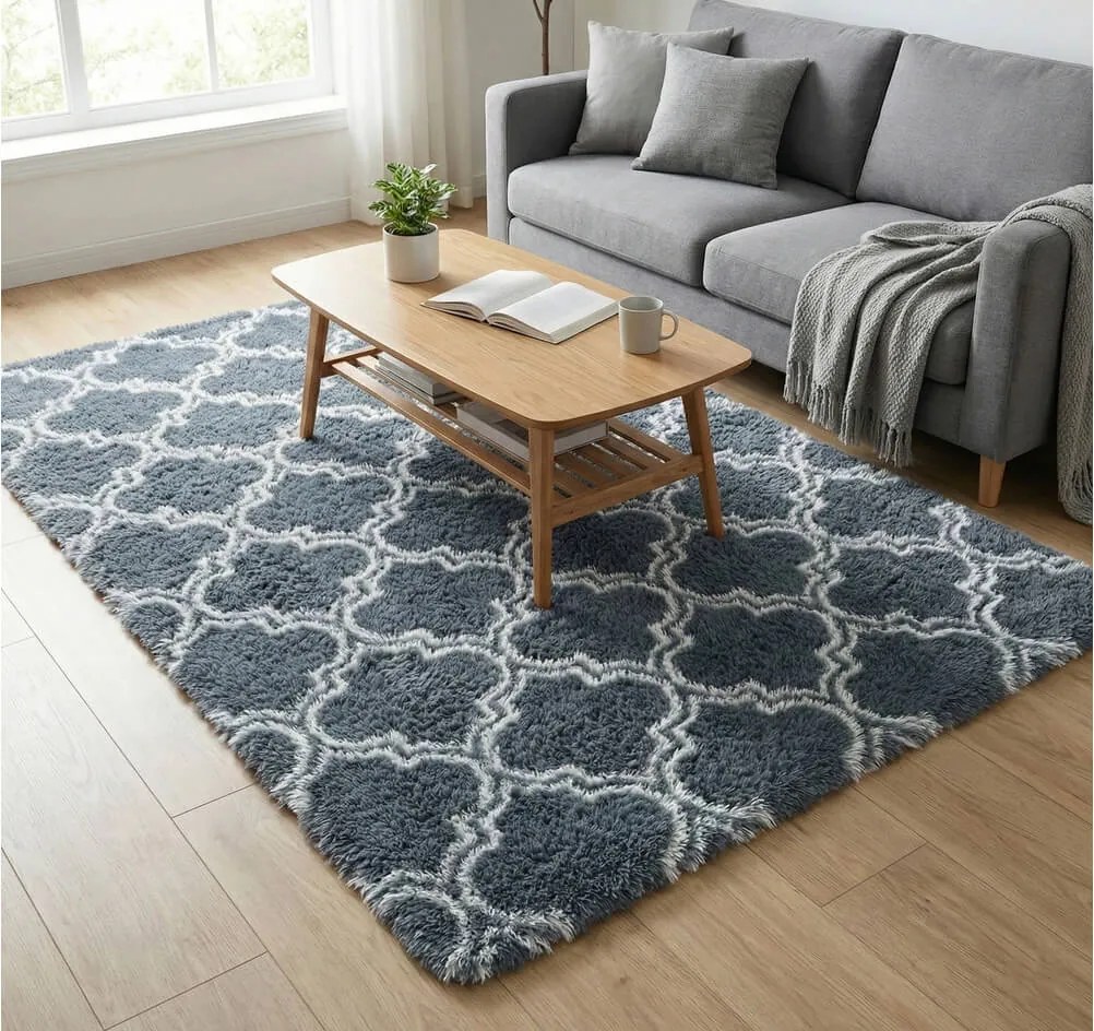 TZ Sivo-modrý vzorovaný koberec shaggy Decor Latern Rozmer: 160x200 cm