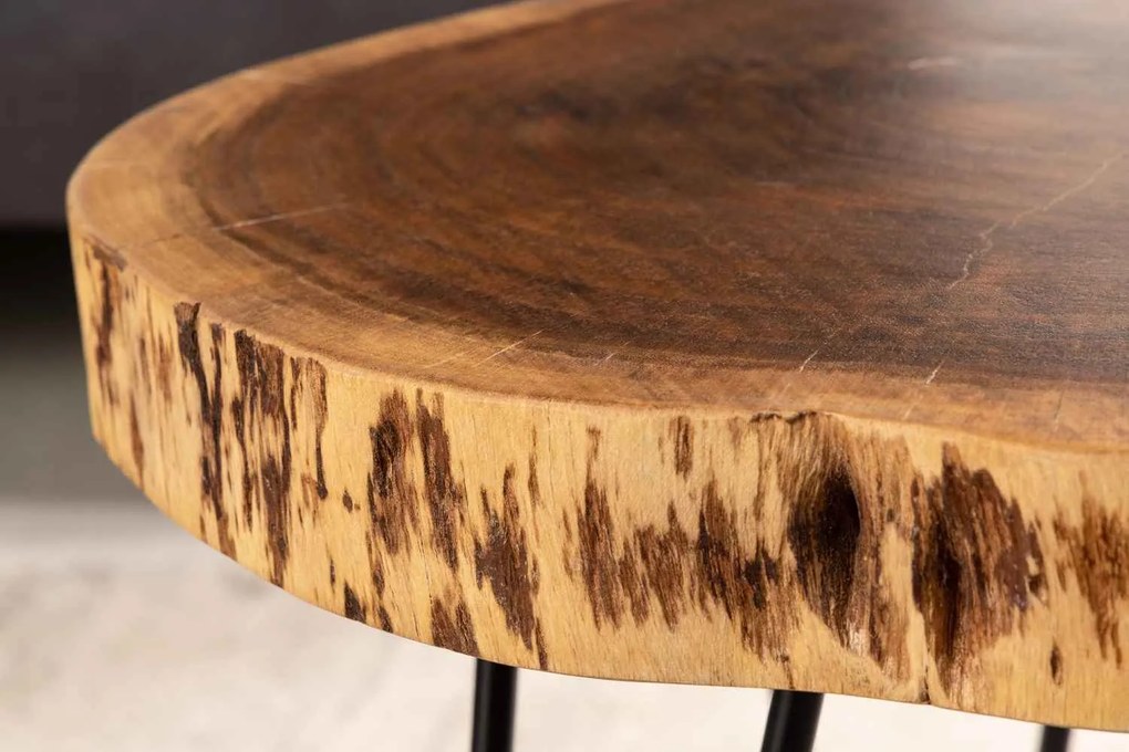 Dizajnový odkladací stolík Island 40 cm hnedá akácia