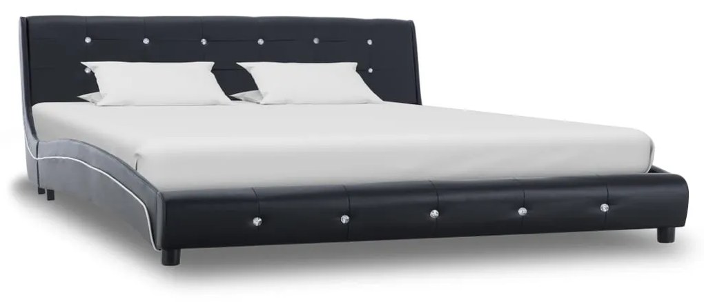 vidaXL Rám postele čierny umelá koža 160x200 cm