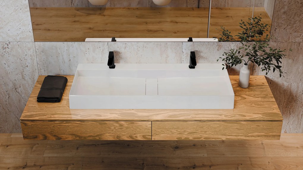 Deante Blur, granitové umývadlo na dosku 1200x400x120 mm, biela, DEA-CQB_AU2S