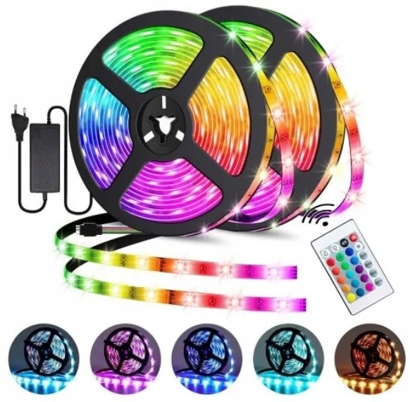 Dekoratívny RGB LED pásik 8mm x 5m s diaľkovým ovládaním IP20 300 LED