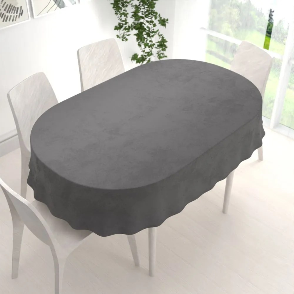 Biante Veľký zamatový oválny obrus Velvet Premium SVP-017 Tmavo sivý 220x260 cm