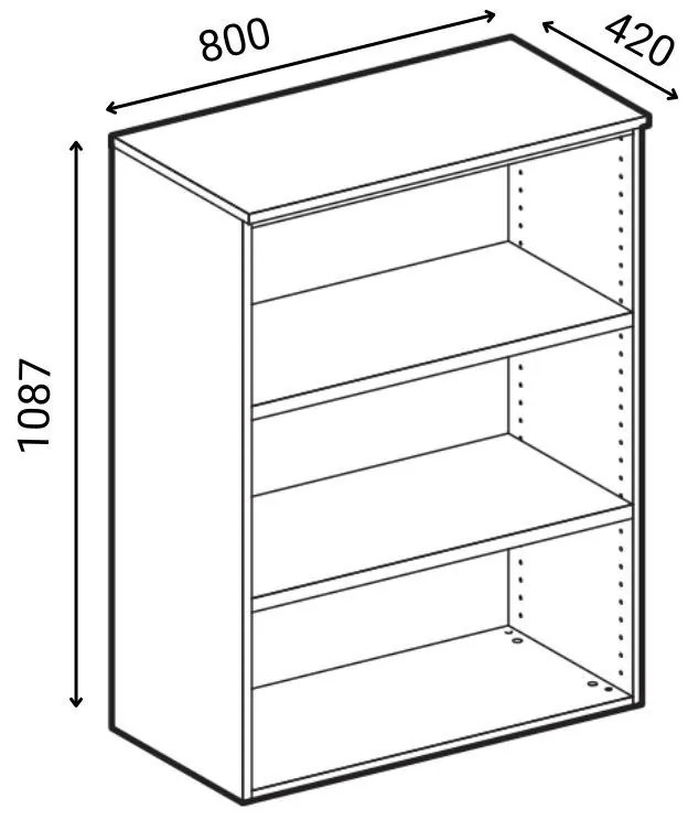 Kancelárska skriňa so zasúvacími dverami PRIMO WHITE, 1087 x 800 x 420 mm, biela/buk
