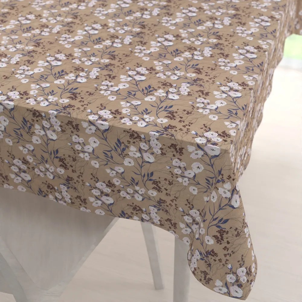 Biante Dekoračný obdĺžnikový obrus PML-036 Popínavé kvety na hnedom 140x200 cm
