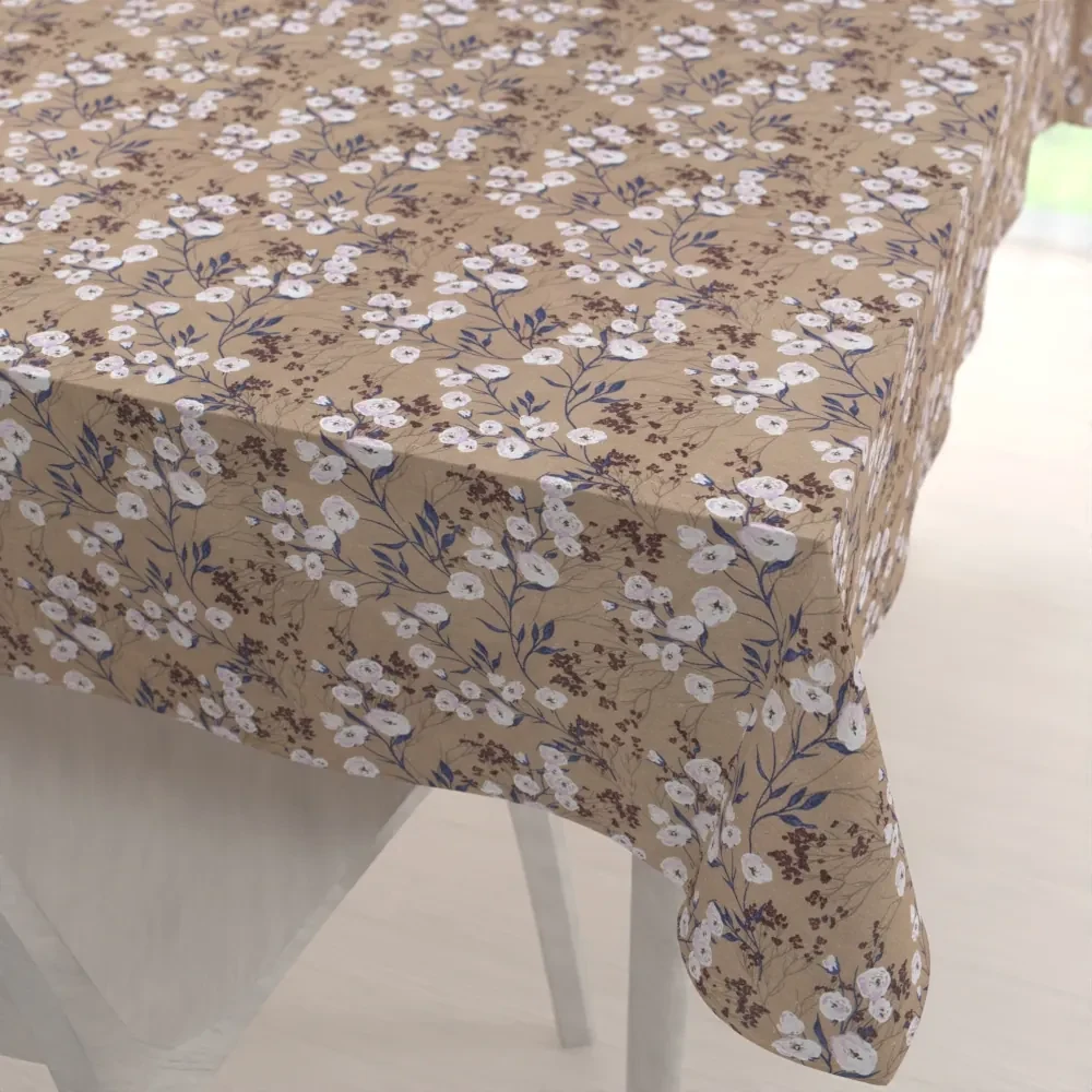 Biante Dekoračný obdĺžnikový obrus PML-036 Popínavé kvety na hnedom 60x100 cm